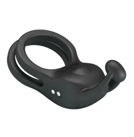 PRETTY LOVE - GOODWIN ANILLO VIBRADOR DOBLE PARA PENE RECARGABLE NEGRO