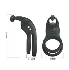 PRETTY LOVE - GOODWIN ANILLO VIBRADOR DOBLE PARA PENE RECARGABLE NEGRO