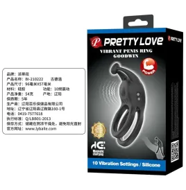 PRETTY LOVE - GOODWIN ANELLO PER PENE DOPPIO VIBRANTE RICARICABILE NERO