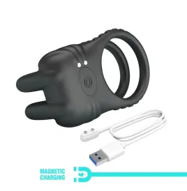 PRETTY LOVE - SINI ANNEAU PÉNIS VIBRANT RECHARGEABLE 10 FONCTIONS NOIR