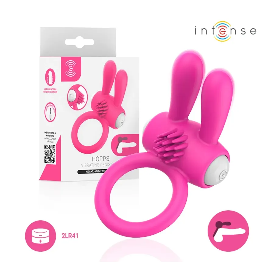 INTENSE - ANELLO VIBRANTE PER PENE HOPPS CON STIMOLAZIONE CLITORIDEA ROSA INTENSE - ANELLO VIBRANTE PER PENE HOPPS CON STIMOLAZIONE CLITORIDEA ROSA