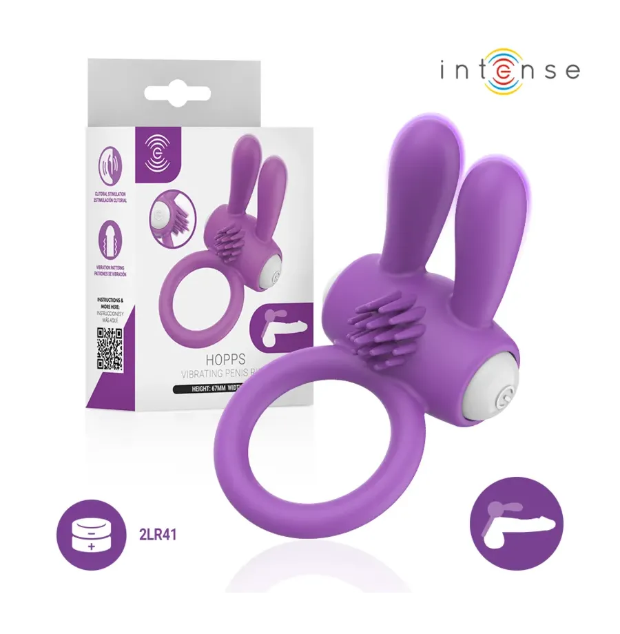 INTENSE - ANELLO VIBRANTE PER PENE LUPPS CON STIMOLAZIONE CLITORIDEA VIOLA