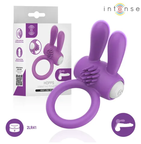 INTENSE - HOPPS VIBRATING PENIS RING WITH CLITORAL STIMULATION PURPLE