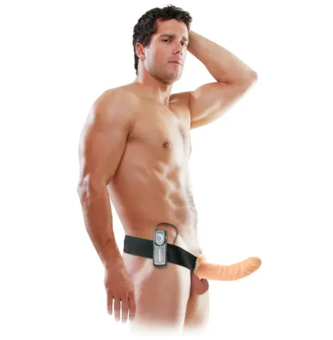FETISH FANTASY SERIES - 19 CM STRAP-ON CAVO VIBRANTE MARRONE
