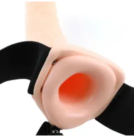 FETISH FANTASY SERIES - 19 CM VIBRATING HOLLOW STRAP-ON BROWN