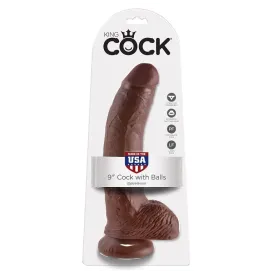 KING COCK - 9 PENE REALÍSTICO MARRÓN 22.9 CM