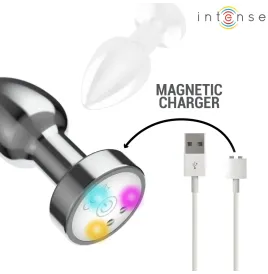 INTENSE - PLUG ANAL TALLA S DE METAL VIBRADOR CON LUCES LED MULTICOLOR Y CONTROL REMOTO