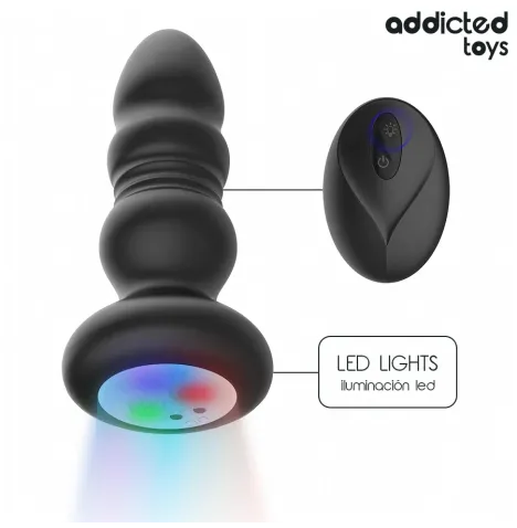 ADDICTED TOYS - PLUG ANAL ROTATIF ET VIBRANT, TÉLÉCOMMANDE AVEC LUMIÈRE LED
