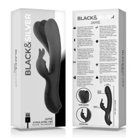 BLACKandSILVER - JAMIE RECHARGEABLE SILICONE RABBIT STIMULATOR BLACK