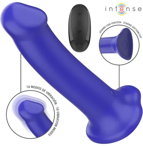 INTENSE - VICTORIA VIBRATOR WITH SUCTION CUP 10 VIBRATIONS DARK BLUE REMOTE CONTROL