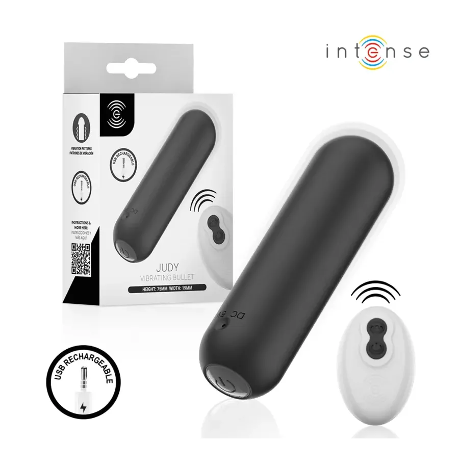 INTENSE - JUDY VIBRATORE A PROIETTILE RICARICABILE CON TELECOMANDO NERO