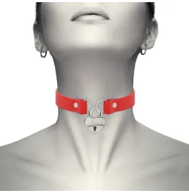 COQUETTE CHIC DESIRE - ROTE HALSKETTE AUS VEGANEM LEDER MIT HERZ-ACCESSOIRE MIT SCHLÜSSEL