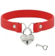 COQUETTE CHIC DESIRE - RED VEGAN LEATHER NECKLACE WITH HEART ACCESSORY WITH KEY COQUETTE CHIC DESIRE - RED VEGAN LEATHER NECKLACE WITH HEART ACCESSORY WITH KEY