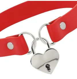 COQUETTE CHIC DESIRE - COLLIER EN CUIR VEGAN ROUGE AVEC ACCESSOIRE COEUR AVEC CL