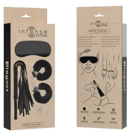 INTENSE - FETISH PLAYSET ÉROTIQUE 1 AVEC MENOTTES, MASQUE AVEUGLE ET FLOGGER