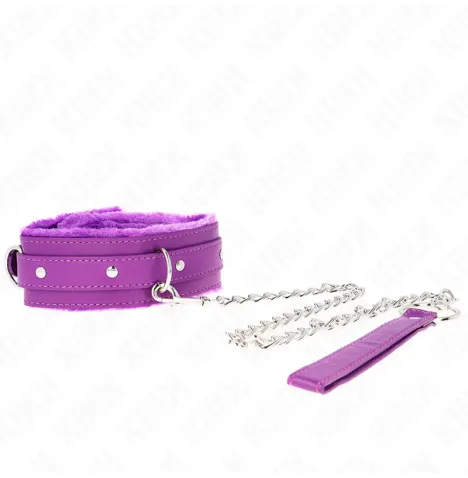 KINK - COLLARE CON GUINZAGLIO 65 CM CON RESTRIZIONI VIOLA 36-42 CM X 5,5 CM