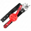 KINK - PALLA DURA CAVA ROSSA 4 CM GAG NERO CINTURINO 60 x 2 CM REGOLABILE 37-52 CM