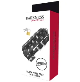DARKNESS - GABBIA DI CASTIT IN PELLE CON SERRATURA