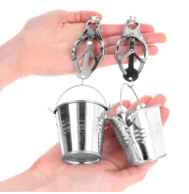KINK - JAPANESE CLOVER NIPPLE CLAMPS WITH BUCKETS SILVER