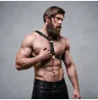 FETISH SUBMISSIVE ATTITUDE - ECO-LEATHER CHEST HARNESS WITH DOUBLE SUPPORT AND STUDS FOR MEN