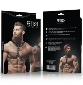 FETISH SUBMISSIVE ATTITUDINE - IMBRACATURA PER IL PETTO IN ECOPELLE CON DOPPIO SUPPORTO E BORCHIE PER UOMO