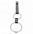 KINK - ANILLO PENE METAL DOBLE 3.8 CM A 5 CM CONECTADOS CON CUERO