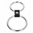 KINK - DOUBLE METAL PENIS RING 3.7 CM TO 5 CM CONNECTED BY LEATHER STRAP MODEL 1