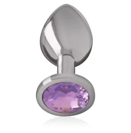 INTENSE - PLUG ANALE IN METALLO ALLUMINIO CON CRISTALLO VIOLA MISURA S