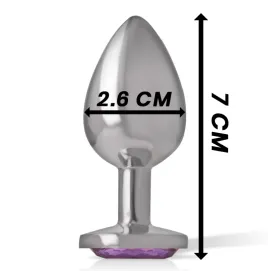 INTENSE - PLUG ANALE IN METALLO ALLUMINIO CON CRISTALLO VIOLA MISURA S