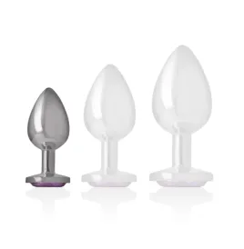 INTENSE - PLUG ANALE IN METALLO ALLUMINIO CON CRISTALLO VIOLA MISURA S