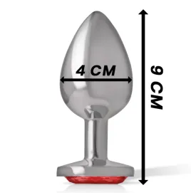 INTENSE - PLUG ANAL EN MÉTAL ALUMINIUM AVEC CRISTAL ROUGE TAILLE L