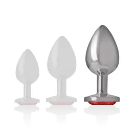 INTENSE - ALUMINUM METAL ANAL PLUG WITH RED CRYSTAL SIZE L