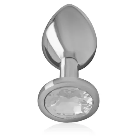 INTENSE - PLUG ANALE IN METALLO ALLUMINIO CON CRISTALLO ARGENTO MISURA S