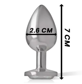 INTENSE - ALUMINUM METAL ANAL PLUG WITH SILVER CRYSTAL SIZE S