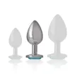 INTENSE - ALUMINUM METAL ANAL PLUG WITH BLUE GLASS SIZE M INTENSE - ALUMINUM METAL ANAL PLUG WITH BLUE GLASS SIZE M