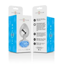 INTENSE - ALUMINUM METAL ANAL PLUG WITH BLUE GLASS SIZE M
