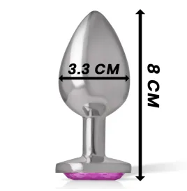 INTENSE - ANALPLUG AUS ALUMINIUMMETALL MIT ROSA KRISTALL, GRÖSSE M