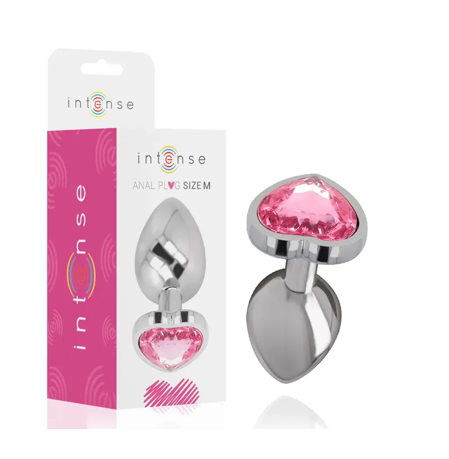INTENSE - ALUMINUM METAL ANAL PLUG PINK HEART SIZE M INTENSE - ALUMINUM METAL ANAL PLUG PINK HEART SIZE M