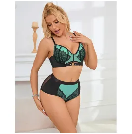 SUBBLIME - 955557 ENSEMBLE SOUTIEN-GORGE EN CUIR VERNI VERT AVEC FERMETURE ÉCLAIR S-M