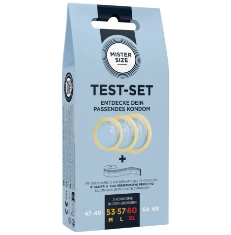 MISTER SIZE - SET DI PROVA 3 PRESERVATIVI DI MISURE DIVERSE METRO A NASTRO