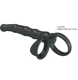 PRETTY LOVE - TATUM ANELLO PER PENE VIBRANTE CON TAPPO 10 VIBRAZIONI NERO