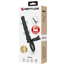 PRETTY LOVE - ANNEAU PÉNIS VIBRANT TATUM AVEC PLUG 10 VIBRATIONS NOIR