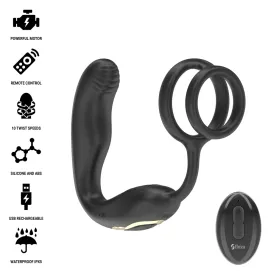 IBIZA - WIGGLE PLUG ANALE ROTANTE TELECOMANDATO CON VIBRAZIONE PERINEALE E ANELLI PER LESTENSIONE DEL PENE