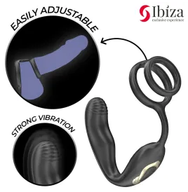 IBIZA - WIGGLE REMOTE CONTROLLED ROTATING ANAL PLUG WITH PERINEAL VIBRATION AND PENIS ENHANCING RINGS