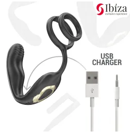 IBIZA - WIGGLE PLUG ANAL ROTADOR CONTROL REMOTO CON VIBRO-PERINEO Y ANILLAS POTENCIADORAS DE PENE