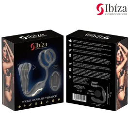 IBIZA - Plug anal rotatif télécommandé WIGGLE avec vibrations périnéales et anneaux rehaussant le pénis