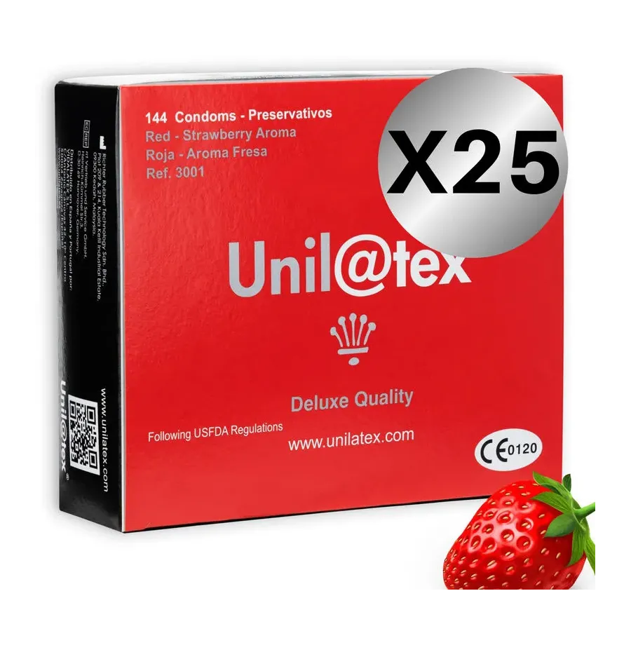 UNILATEX - CONSERVATEURS ROUGE - FRAISE PACK 25 X 144 UNITÉS UNILATEX - CONSERVATEURS ROUGE - FRAISE PACK 25 X 144 UNITÉS