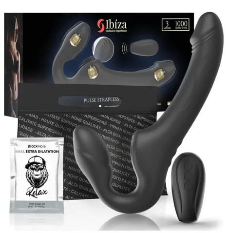 IBIZA - VIBRATEUR SANS BRETELLES AVEC BOUTON-POUSSOIR DE TÉLÉCOMMANDE