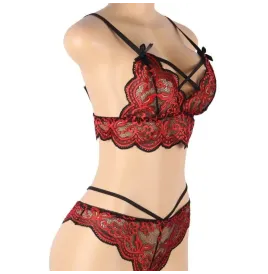 SUBBLIME - SET TWO PIECES SET LACE TOP AND PANTIES S-M