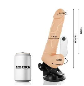 BASECOCK - VIBRATORE REALISTICO TELECOMANDO NATURALE CON TESTICOLI 19.5 CM -O- 4 CM